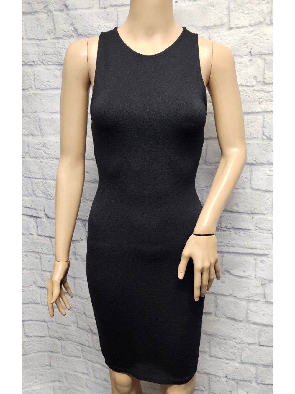 Cherry Mellow S Black Lace Up Corset Back Keyhole Bodycon Tank High Neck Dress